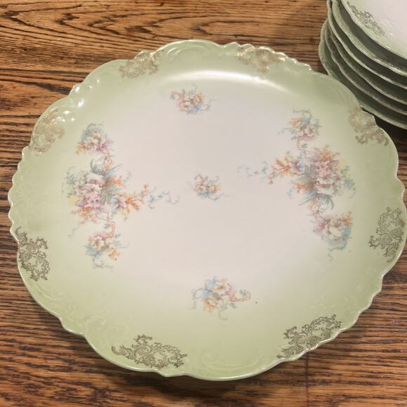 Antique Imperial Austria China Porcelain LUNCHEON SET 6 Plates + LG SERVING PL - Picture 8 of 13